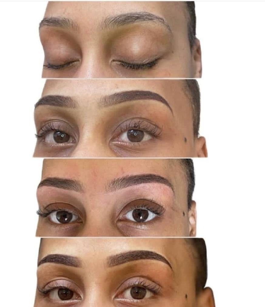 Brow transformation by La’Mey London — before, during and after